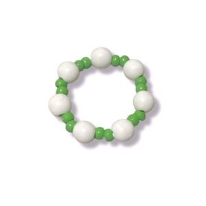 3 FOR $20 HANDCRAFTED Boho Green Pony & White Wooden Chunky Beaded Bracelet
